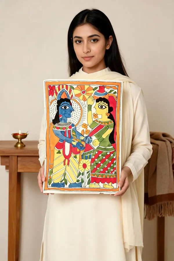 Madhubani_Style_Radha_Krishna_Folk_Art_Painting