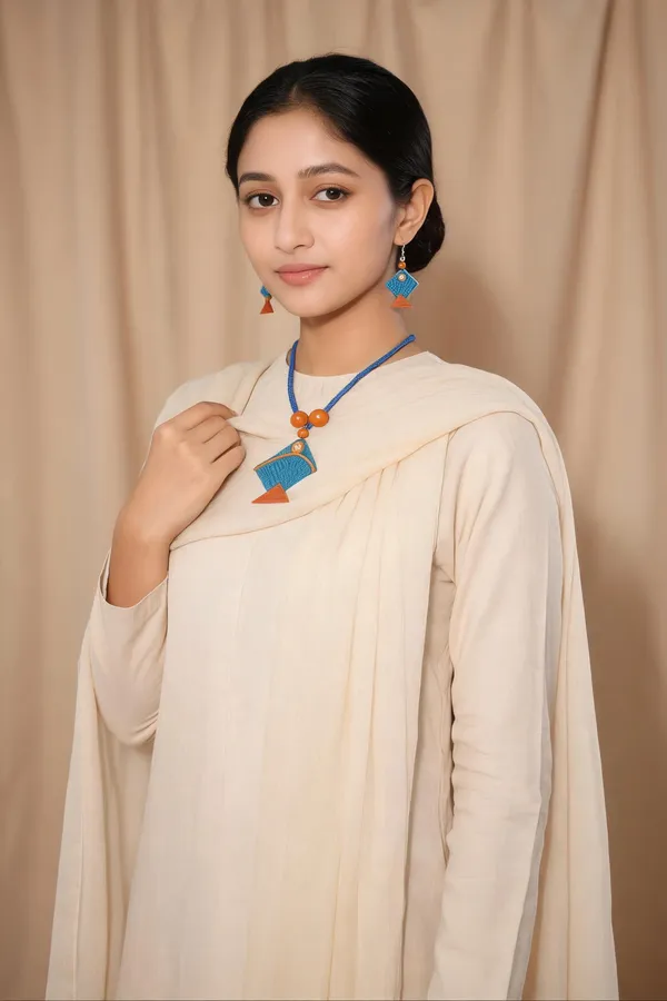 Blue_Fabric_Handmade_Necklace_Set_For_Women