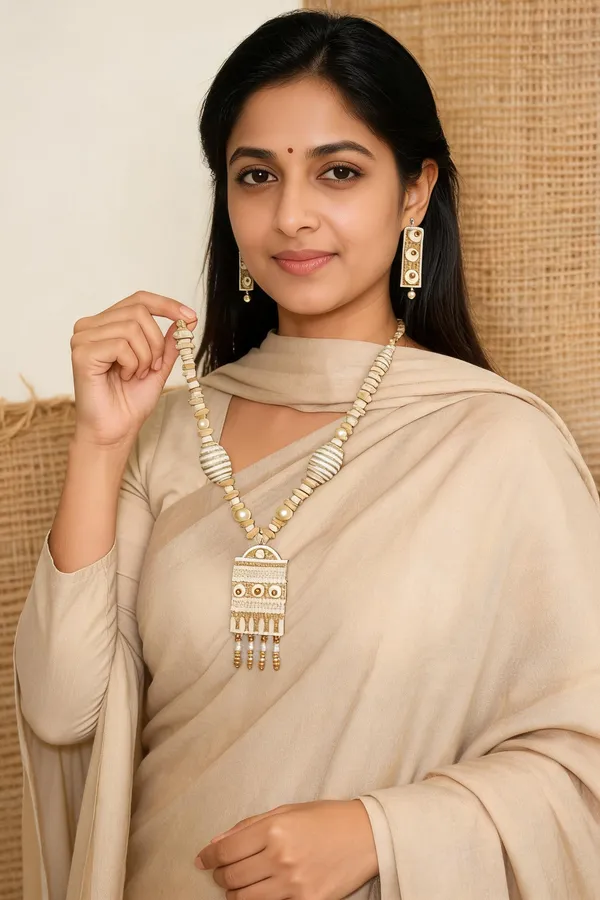 Beige_Jute_Beaded_Necklace_Set_For_Women