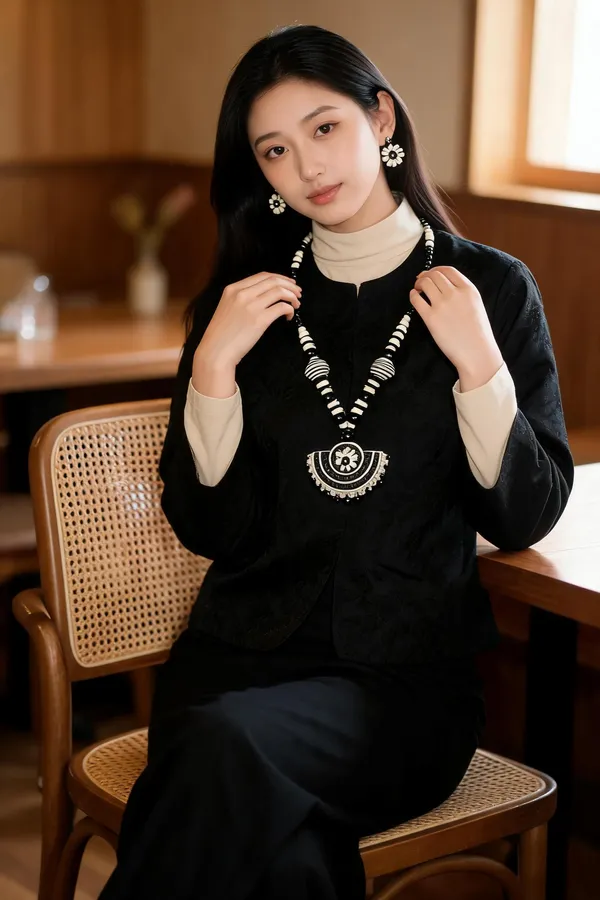 Black_Beaded_Necklace_Set_For_Women