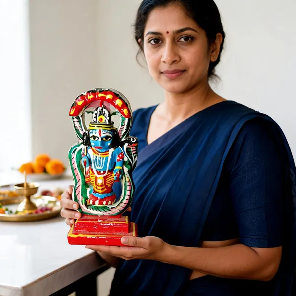 Wood_Handpainted_Traditional_Krishna_On_Sheshnag_Idol