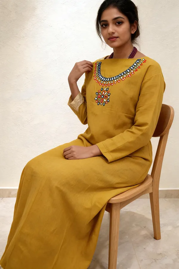 Mustard_Kala_Cotton_Straight_Bhujodi_Embroidered_Kurta_Fabric_For_Women