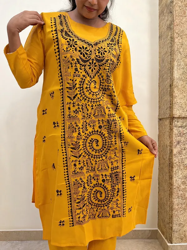 Mustard_Cotton_Straight_Kantha_Printed_Kurta_Fabric_For_Women