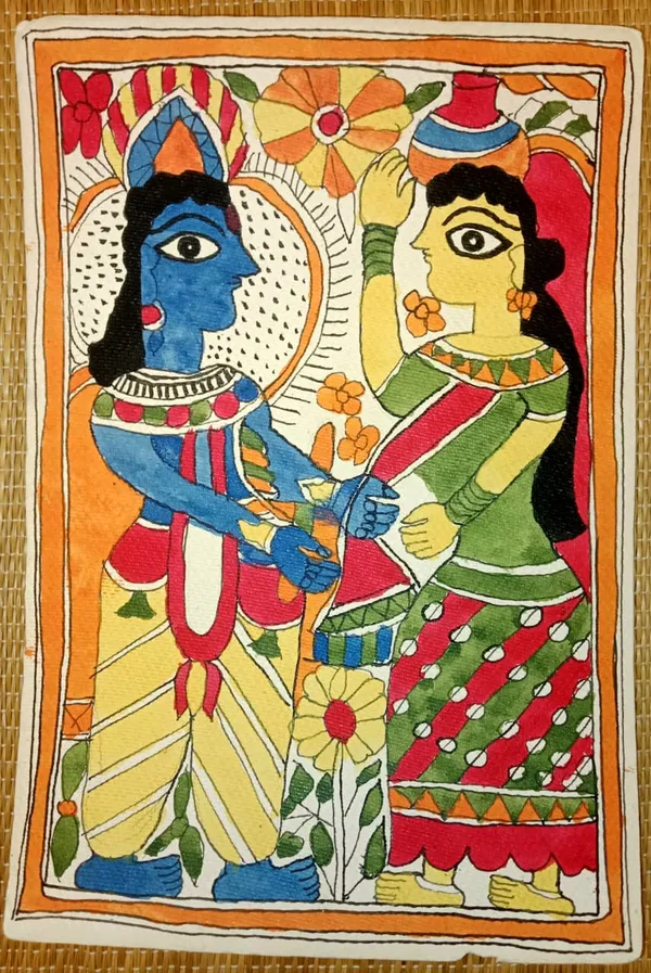 Madhubani_Style_Radha_Krishna_Folk_Art_Painting