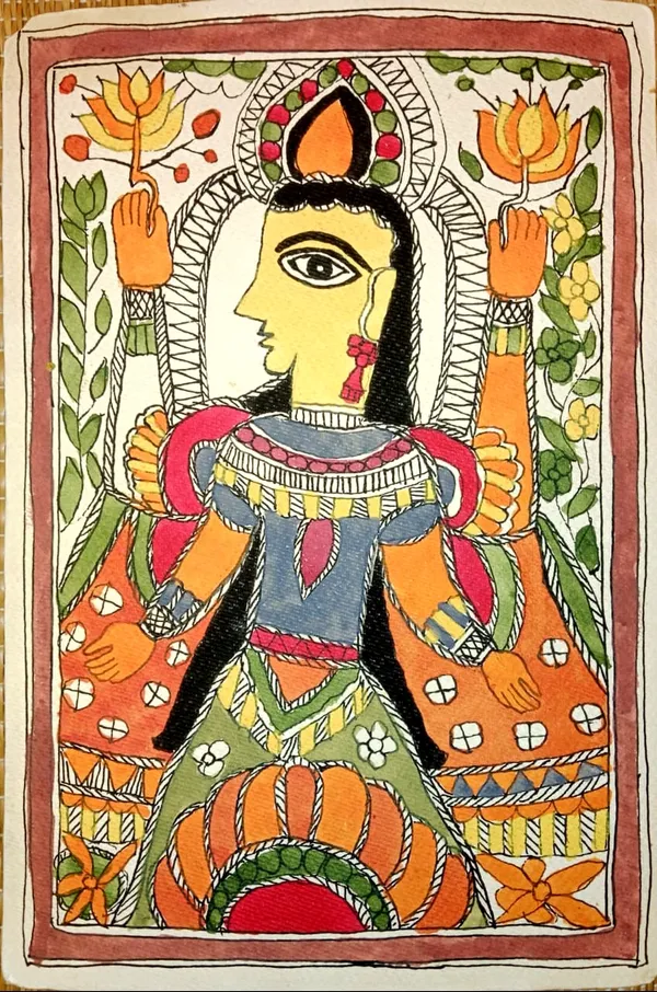 Paper_Madhubani_Folk_Art_Goddess_Painting
