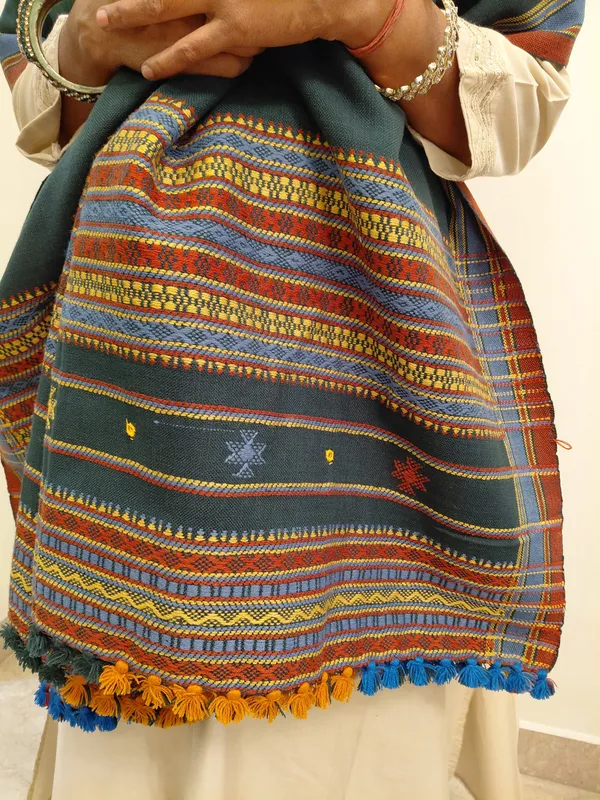 Teal_Woven_Pattern_Shawl_for_Women