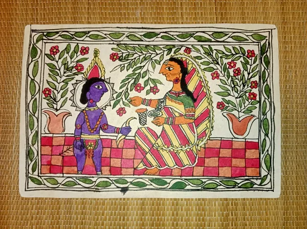 Madhubani_Folk_Art_Floral_Figure_Painting