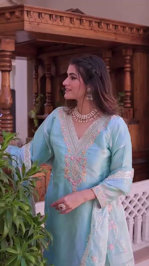 Women_S_Silk_Heavy_Embroidery_Sequence_Work_Top_Bottom_Straight_Kurti_With_Pant_And_Dupatta_Set