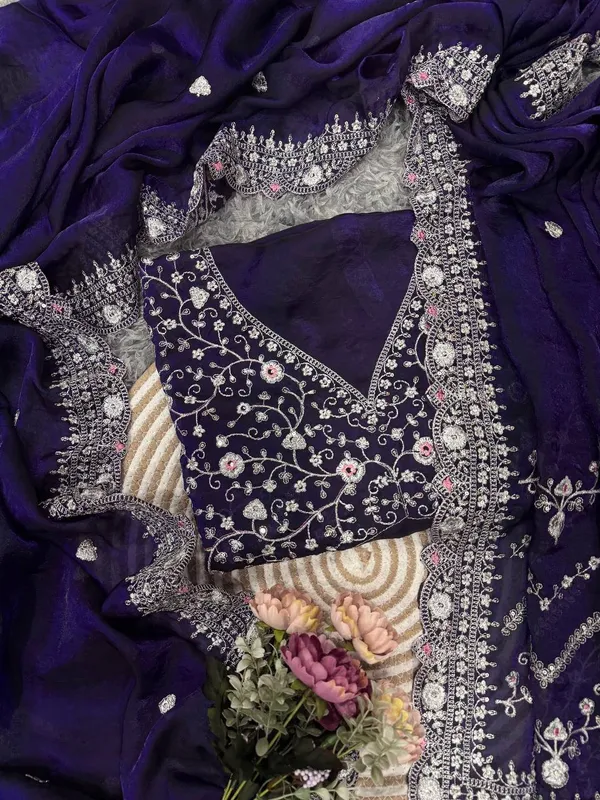 Royal_Blue_Embroidered_Blouse_Piece_With_Intricate_Mirror_Sequin_Floral_Threadwork_Ready_To_Stitch_Fabric_For_Sarees_Festive_Ethnic_Wear