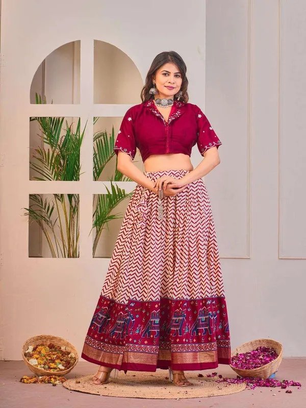 Women_S_Tussar_Silk_Patola_Print_Lehenga_Choli_Set_With_Foil_Work