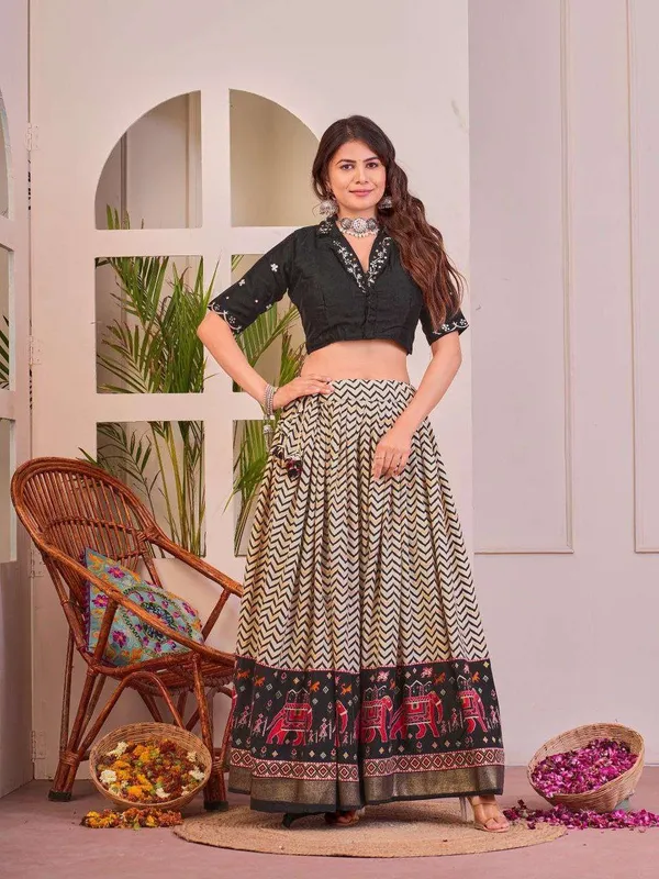 Women_S_Tussar_Silk_Patola_Print_Lehenga_Choli_Set_With_Foil_Work