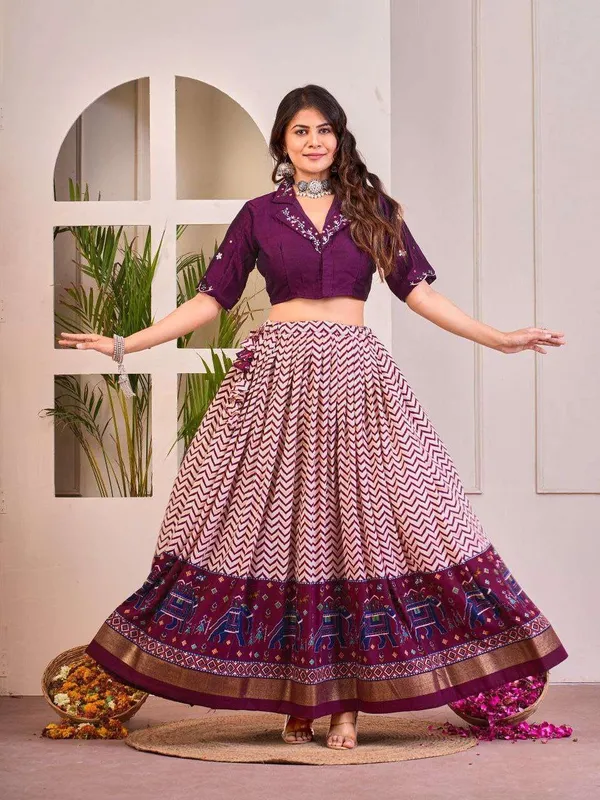 Women_S_Tussar_Silk_Patola_Print_Lehenga_Choli_Set_With_Foil_Work