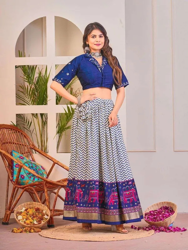 Women_S_Tussar_Silk_Patola_Print_Lehenga_Choli_Set_With_Foil_Work