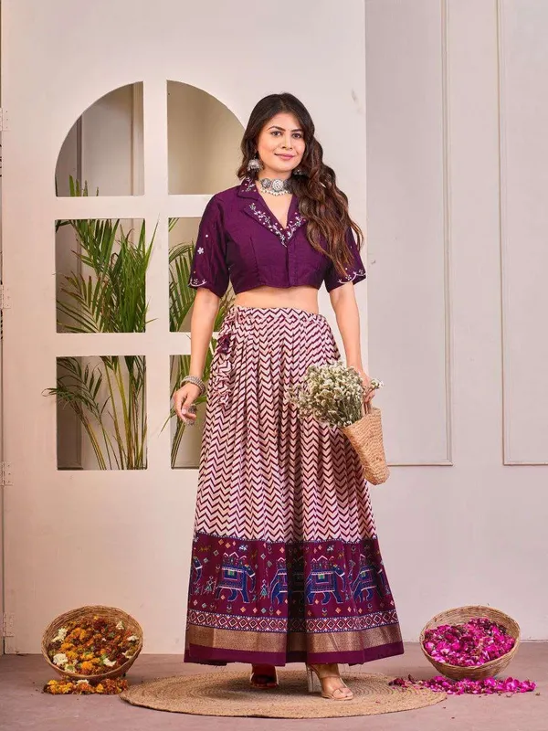 Women_S_Tussar_Silk_Patola_Print_Lehenga_Choli_Set_With_Foil_Work