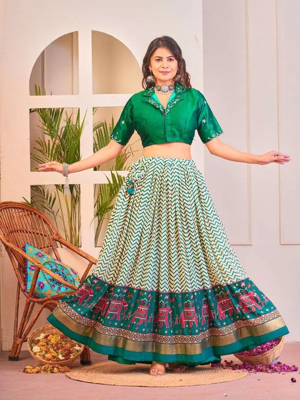 Women_S_Tussar_Silk_Patola_Print_Lehenga_Choli_Set_With_Foil_Work