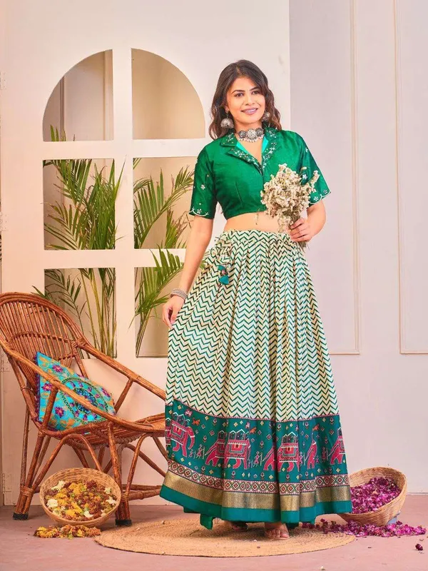 Women_S_Tussar_Silk_Patola_Print_Lehenga_Choli_Set_With_Foil_Work