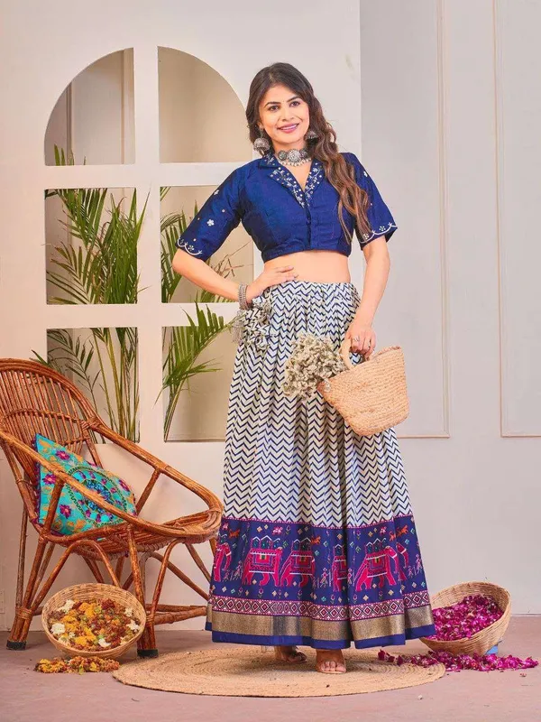 Women_S_Tussar_Silk_Patola_Print_Lehenga_Choli_Set_With_Foil_Work