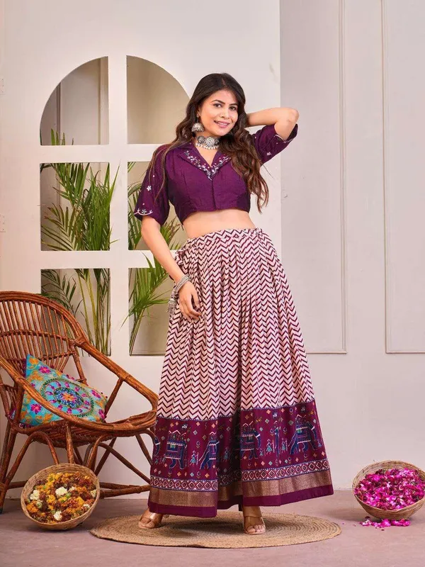 Women_S_Tussar_Silk_Patola_Print_Lehenga_Choli_Set_With_Foil_Work