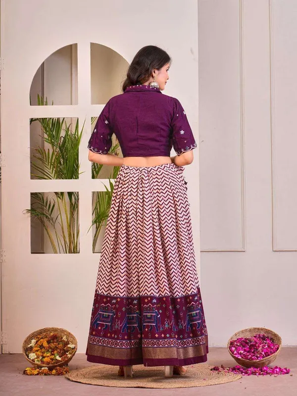 Women_S_Tussar_Silk_Patola_Print_Lehenga_Choli_Set_With_Foil_Work