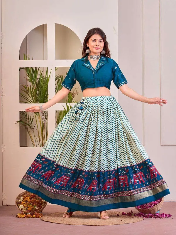 Women_S_Tussar_Silk_Patola_Print_Lehenga_Choli_Set_With_Foil_Work