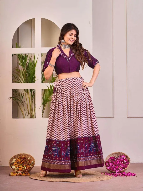 Women_S_Tussar_Silk_Patola_Print_Lehenga_Choli_Set_With_Foil_Work