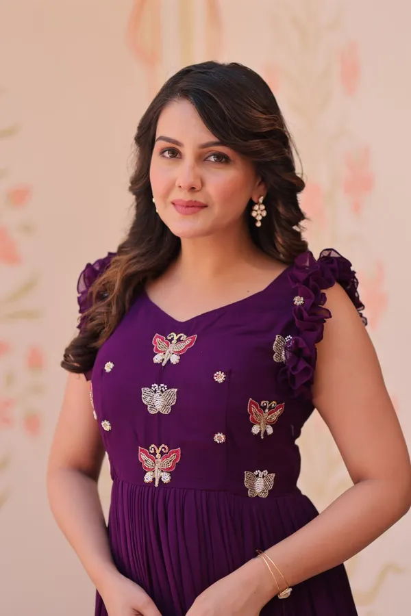 Women_S_Elegant_Plum_Purple_Georgette_Anarkali_Gown_With_Butterfly_Applique_Ruffle_Sleeves_Festive_Special_Occasion_Wear