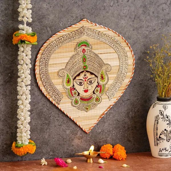 Bamboo_Hand_Crafted_Leaf_Design_Wall_Hangings_Of_Durga_Ji_For_Home_Decor_Bamboo_Art_For_Wall_Decor
