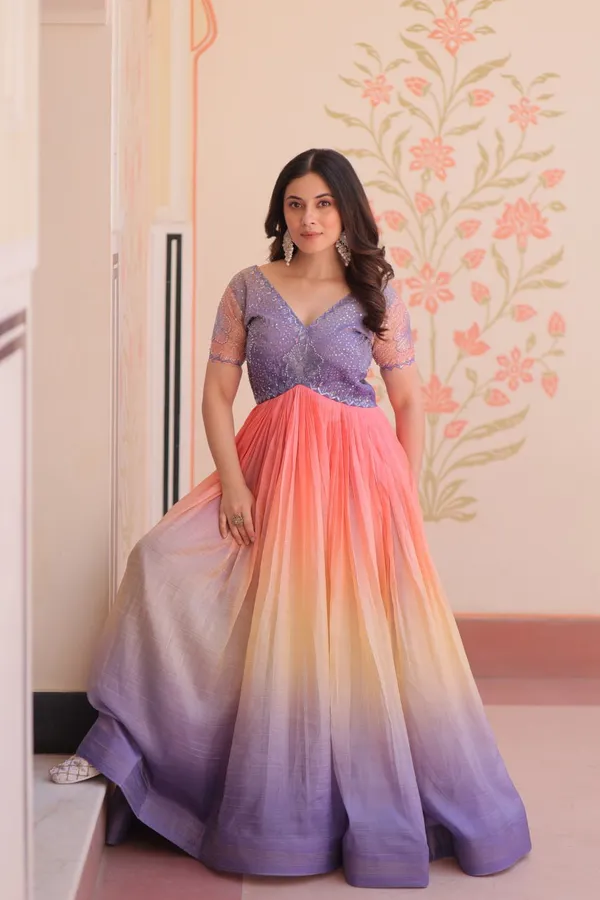 Women_S_Dual_Tone_Ombre_Gown_In_Candy_Pink_Aqua_Green_With_Embroidered_Bodice_Festive_Contemporary_Wear