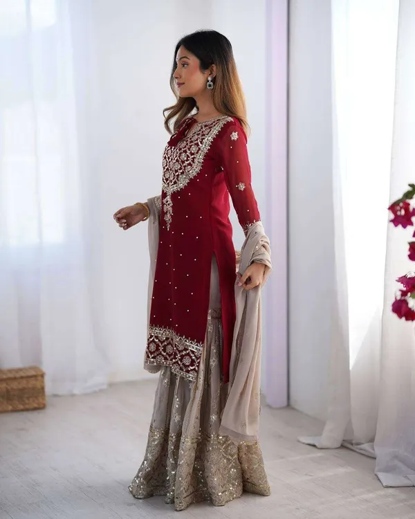 Women_S_Faux_Georgette_Sequins_Embroidered_Straight_Kurta_With_Sharara_Suit_And_Dupatta_Set