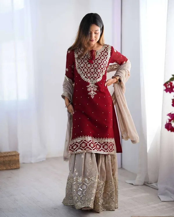 Women_S_Faux_Georgette_Sequins_Embroidered_Straight_Kurta_With_Sharara_Suit_And_Dupatta_Set