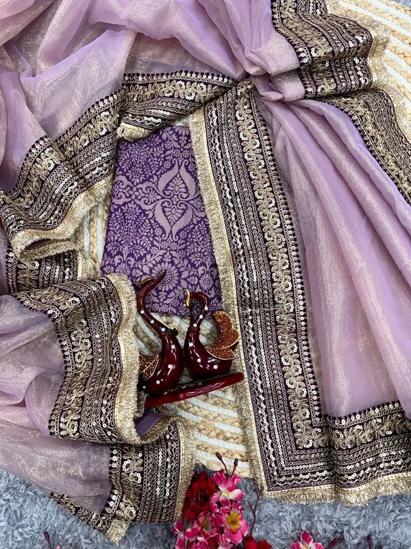 Women_S_Luxurious_Mauve_Purple_Art_Silk_Saree_With_Intricate_Golden_Zari_Broad_Embroidered_Border_Complete_With_Brocade_Blouse_For_Festive_Wedding_Wear