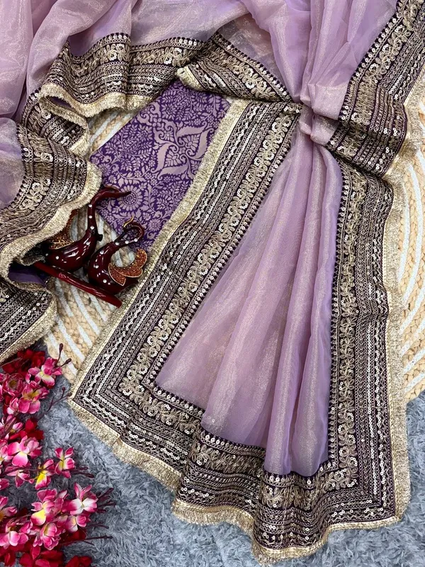 Women_S_Luxurious_Mauve_Purple_Art_Silk_Saree_With_Intricate_Golden_Zari_Broad_Embroidered_Border_Complete_With_Brocade_Blouse_For_Festive_Wedding_Wear
