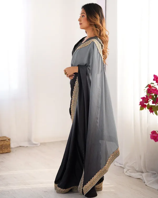 Women_S_Elegant_Ombre_Green_Georgette_Saree_With_Intricate_Golden_Zari_Stone_Embellishments_Complete_With_Heavily_Worked_Blouse_For_Festive_Wedding_Wear