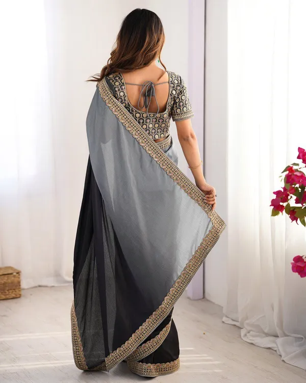 Women_S_Elegant_Ombre_Green_Georgette_Saree_With_Intricate_Golden_Zari_Stone_Embellishments_Complete_With_Heavily_Worked_Blouse_For_Festive_Wedding_Wear