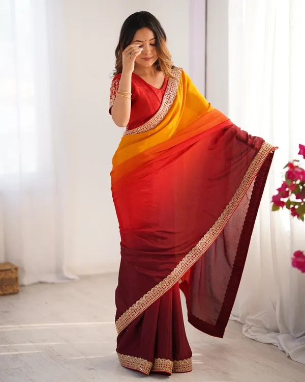Women_S_Elegant_Ombre_Green_Georgette_Saree_With_Intricate_Golden_Zari_Stone_Embellishments_Complete_With_Heavily_Worked_Blouse_For_Festive_Wedding_Wear