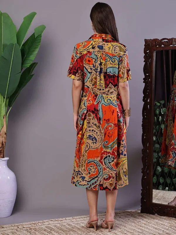 Women_S_Bohemian_Chic_Multi_Color_Paisley_Print_Cotton_Collared_Midi_Dress