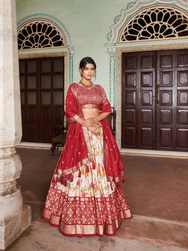 Women_S_Tussar_Silk_Patola_Print_Lehenga_Choli_With_Dupatta_Foil_Work_Stitched_Lehenga_Set