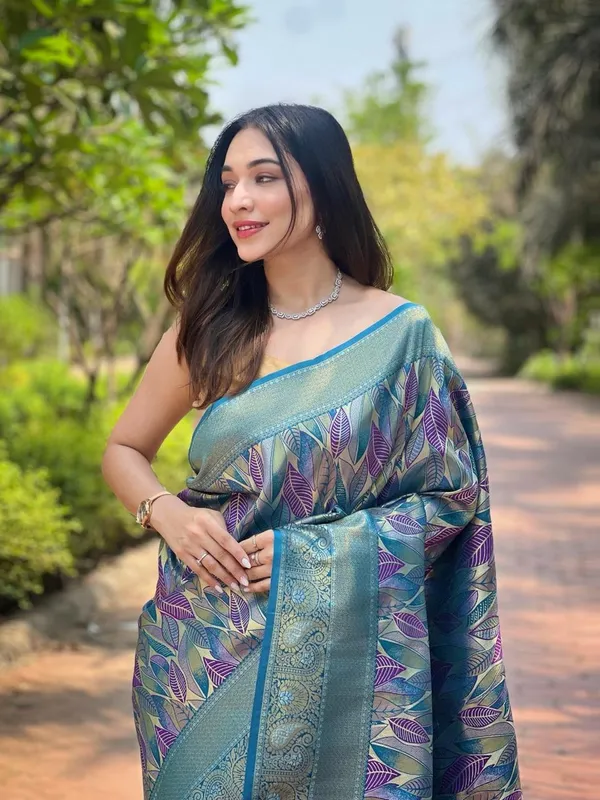 Women_S_Luxurious_Pista_Green_Pink_Art_Silk_Saree_With_Intricate_Leaf_Weave_Broad_Zari_Border_Ideal_For_Festive_Wedding_Occasions
