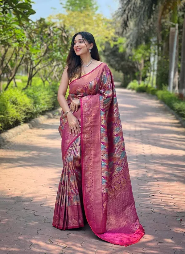 Women_S_Luxurious_Pista_Green_Pink_Art_Silk_Saree_With_Intricate_Leaf_Weave_Broad_Zari_Border_Ideal_For_Festive_Wedding_Occasions