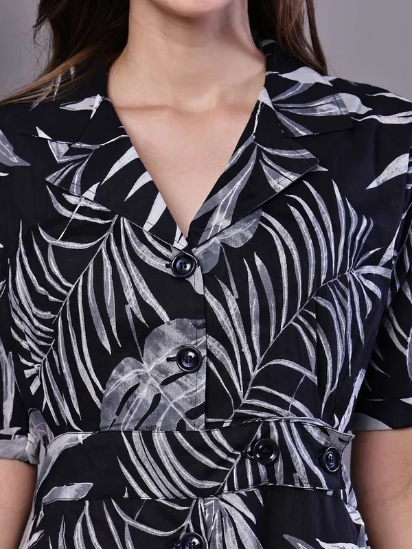 Women_S_Tropical_Palm_Print_Black_White_Cotton_Shirt_Dress