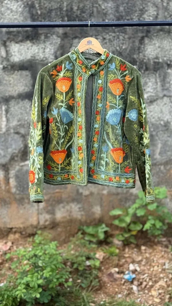 Womens_Olive_Green_Velvet_Embroidered_Jacket_With_Floral_Design