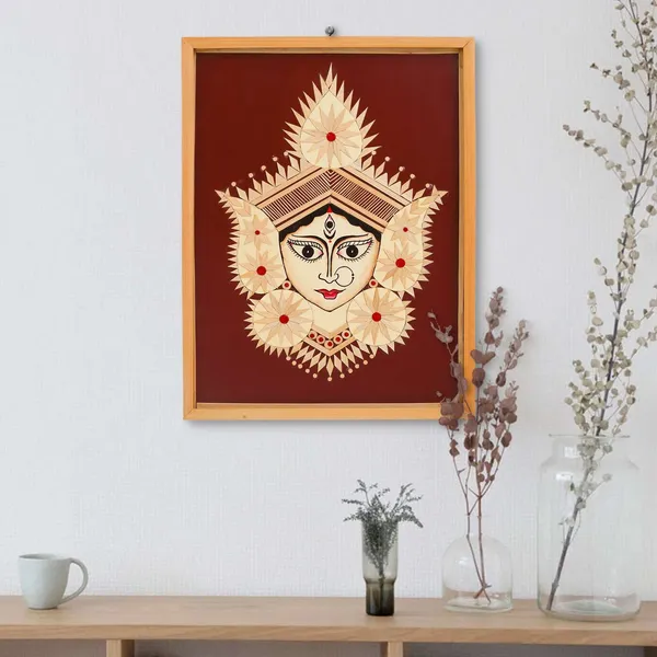 Bamboo_Hand_Crafted_Framed_Wall_Hangings_Of_Durga_Ji_For_Home_Decor_Bamboo_Framed_Art_For_Wall_Decor