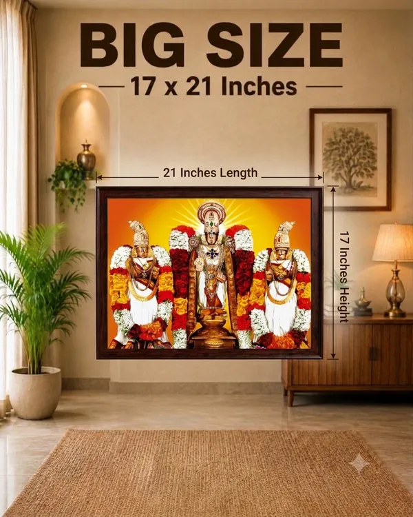 Tirupati_Balaji_with_Sridevi_and_Bhudevi_Wooden_Framed_Wall_Art