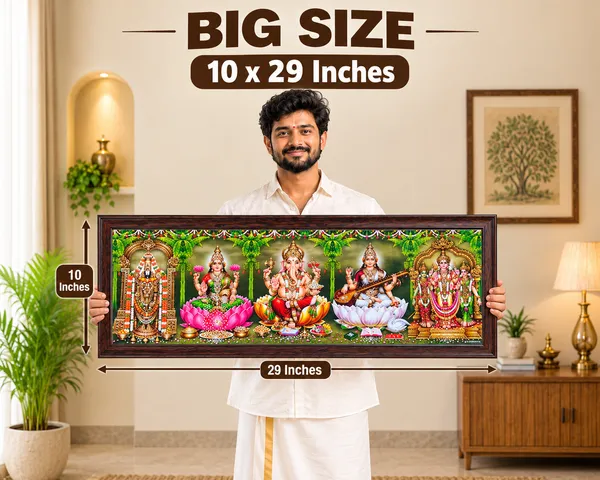 Five_Hindu_God_Multi_Deity_Wooden_Framed_Wall_Art