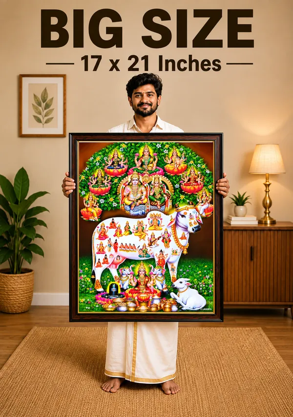 Kuberan_Gomatha_with_Astalakshmi_for_Wealth_and_Prosperity_Wooden_Framed_Wall_Art