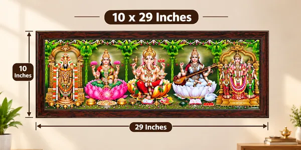 Five_Hindu_God_Multi_Deity_Wooden_Framed_Wall_Art