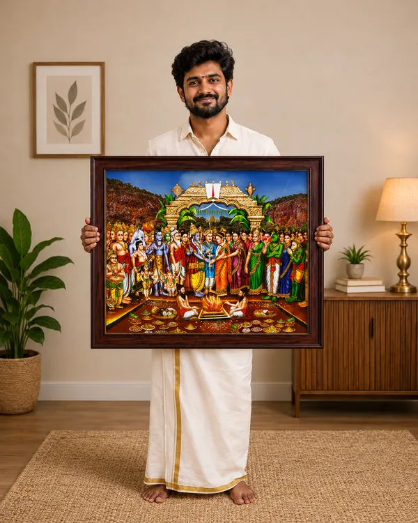 Tirupati_Balaji_Srinivasa_Kalyanam_wooden_photo_frame