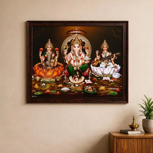 Framed_Religious_Ganesha_Lakshmi_Saraswati_Wall_Art