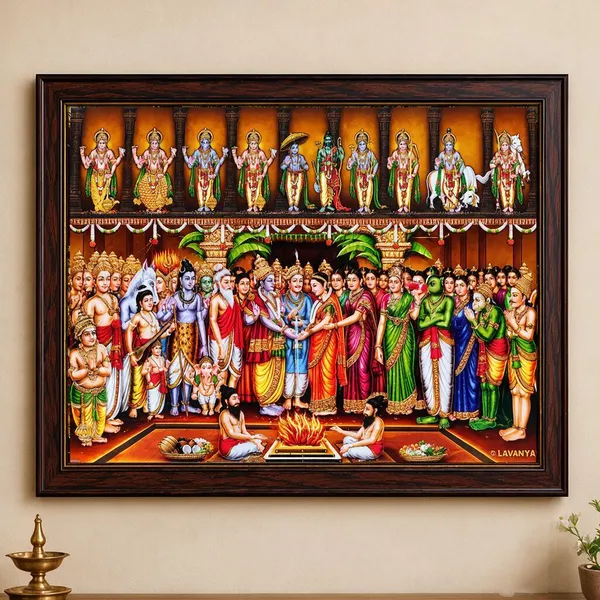 Srinivasa_Kalyanam_Dasavata_Large_Size_Wooden_Framed_Wall_Art