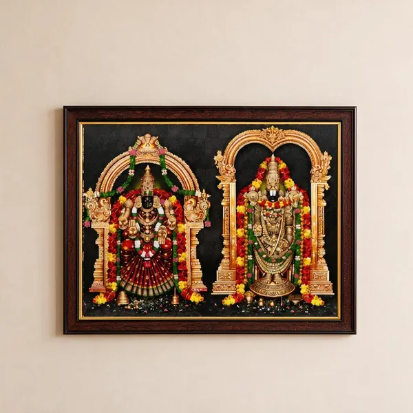 Tirupati_Balaji_With_Padmavati_Framed_Religious_Deity_Wall_Art
